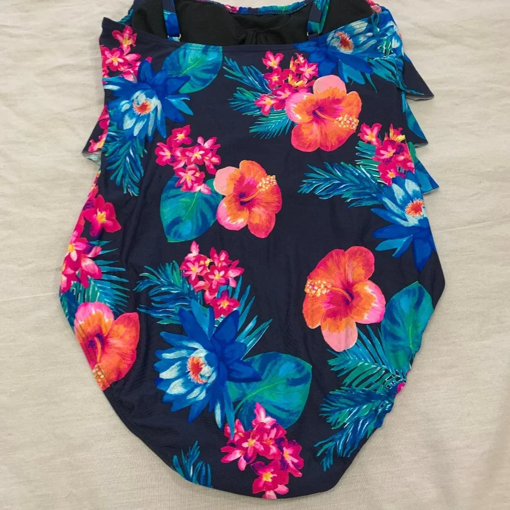🍎🍎🍎 COCO REEF WOMENS RUFFLE UNDERWIRE SWIMSUIT ONE PIECE SIZE 10/34C  🍎🍎🍎 - Picture 4 of 5